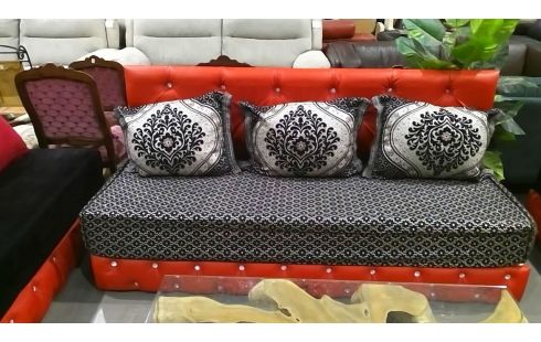 SALON, , BANKJE IMITATIELEER ROOD