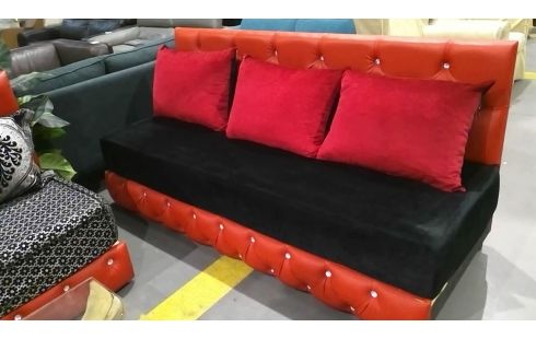 SALON, , BANKJE IMITATIELEER ROOD