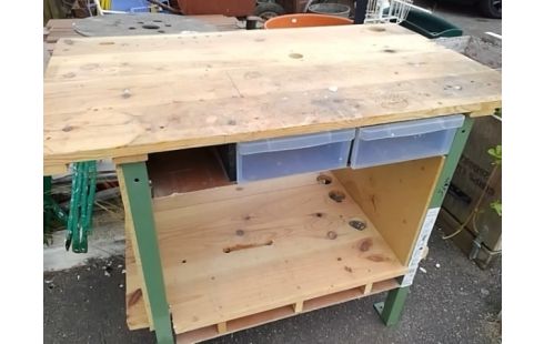 ETABLI BOIS AVEC 2 TIROIRS