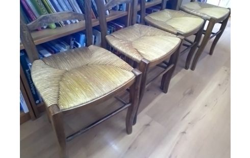 LOT DE 4 CHAISES PAILLEES