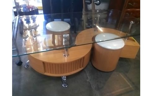 TABLE BASSE + TABOURETS
