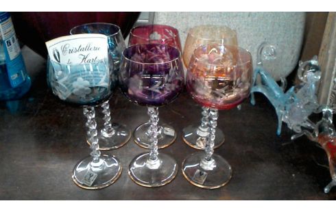 VERRES A PIED LOT DE 6 CRISTAL DE KARTZVILLER