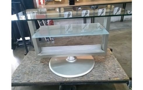 MEUBLE TV PIVOTANT 360° METAL CHROME & VERRE