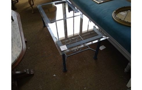 TABLE DE SALON FER FORGE VERRE BISEAUTE