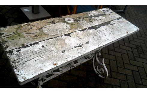 GARTENTISCH MET WEISS SCHMIEDEEISEN, , HOLZ