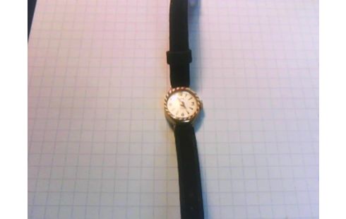 MONTRE ANCIENNE TYPE PLAQUE OR+BRACELET CUIR