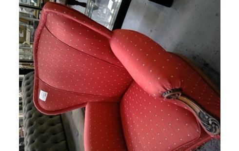 FAUTEUIL CLUB TISSU ROUGE STYLE 1930 LOUIS XV