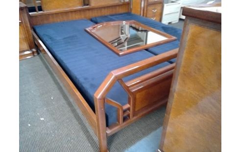 CHAMBRE MERISIER MARQUETE LIT, CHEVET, COMMODE, GR