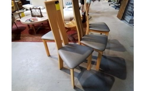 LOT DE 4 CHAISES MODERNE CHÊNE ASSISE GRISE