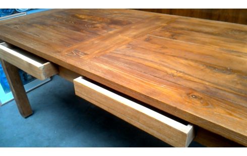 ESSTISCH MASSIV TEAKHOLZ 2 SCHUBLADEN