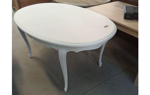 TABLE OVALE LOUIS XV BLANCHE + 1 ALLONGE
