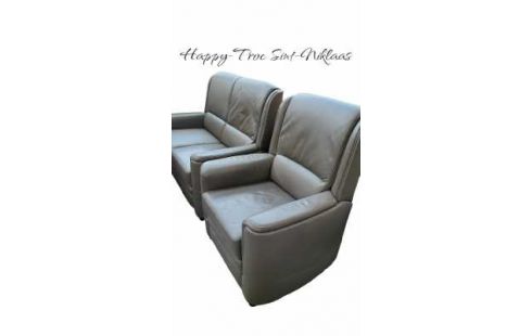 WOHNZIMMER DUNKEL GRAU LEDER