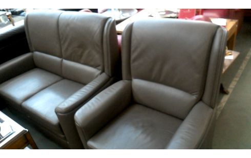 WOHNZIMMER DUNKEL GRAU LEDER