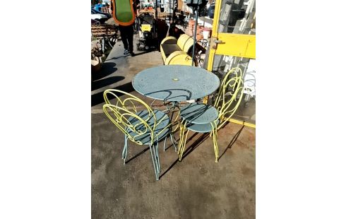 TABLE DE JARDIN MÉTAL +2 CHAISES +2 FAUTEUILS