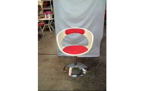 DREHSESSEL WEIß-ORANGE VINTAGE 70ER JAHRE