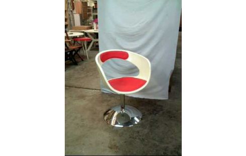 DREHSESSEL WEIß-ORANGE VINTAGE 70ER JAHRE