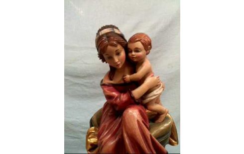 FIGUR HOLZ MADONNA GESCHNITZT BEMALT