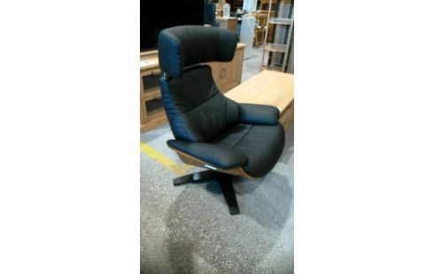 FAUTEUIL NAOS CHENE ET CUIR NOIR