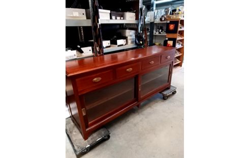 BAHUT BAS STYLE COLONIAL BOIS EXOTIQUE