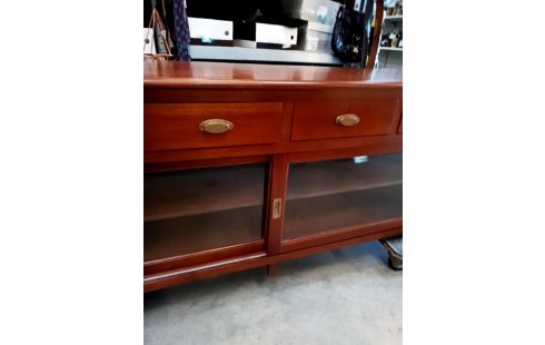 BAHUT BAS STYLE COLONIAL BOIS EXOTIQUE