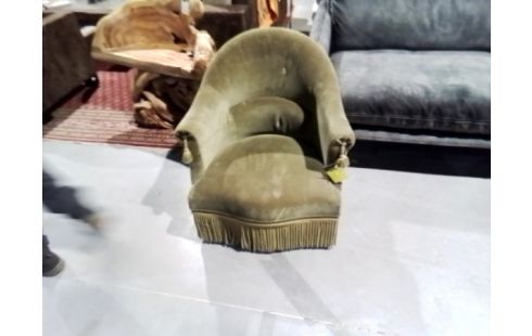 FAUTEUIL BERGÈRE VELOURS VERT