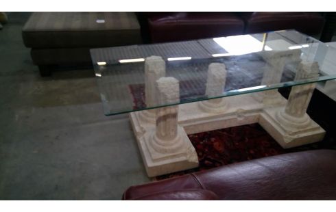 SALONTAFEL GRIEKS TEMPEL MET GLAS