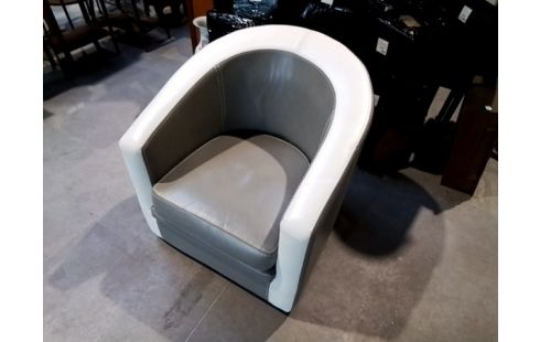 FAUTEUIL CABRIOLET CUIR BLANC ET GRIS