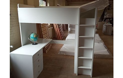 LIT ENFANT STRATIFIE BLANC EN HAUTEUR