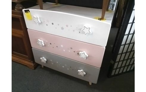 COMMODE 3T ROSE BLANCHE ET GRISE