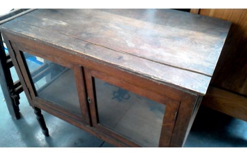 KASTJE OUD HOUT GLAS 2 DEUREN