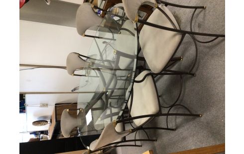 TABLE OVALE VITRÉ AVEC 6 CHAISES