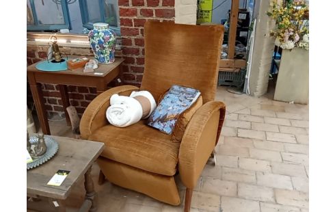 FAUTEUIL RELAX VINTAGE VELOURS OCRE