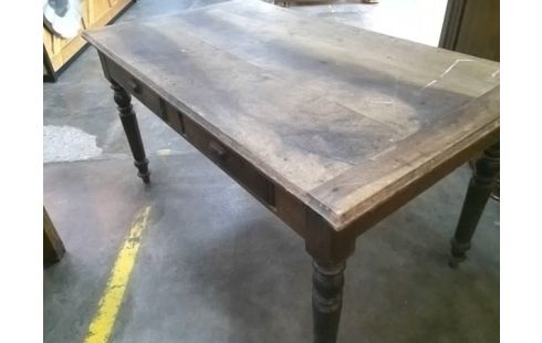 TABLE DE TRAVAIL 2 TIROIRS NOYER A RESTAURER