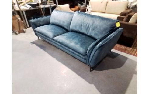 CANAPE 3 PLACES BLEU VELOUR