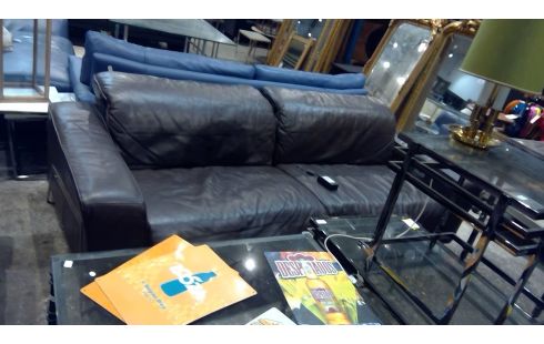 SALON CUIR BRUN 3+2 CHATEAU D'AX EN L'ETAT