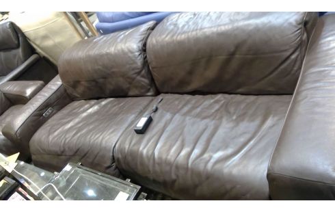 SALON CUIR BRUN 3+2 CHATEAU D'AX EN L'ETAT