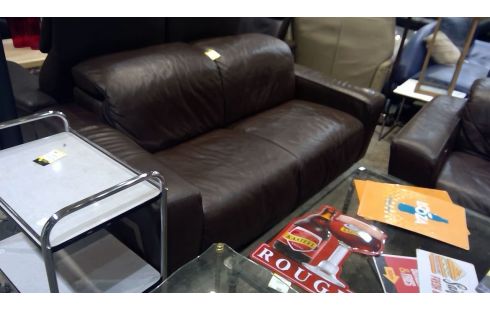 SALON CUIR BRUN 3+2 CHATEAU D'AX EN L'ETAT