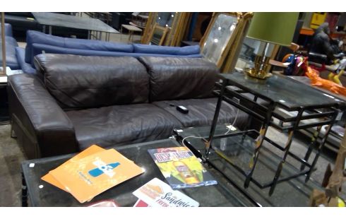 SALON CUIR BRUN 3+2 CHATEAU D'AX EN L'ETAT