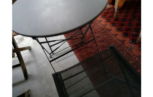 TABLE ET 2 CHAISES METAL FILET JARDIN TERRASSE BALCON