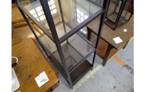ETAGERE NOIRE VERRE ACIER