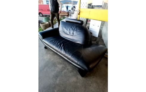 BANQUETTE MÉRIDIENNE CUIR NOIR