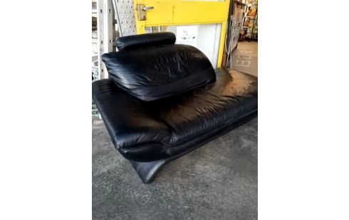 BANQUETTE MÉRIDIENNE CUIR NOIR