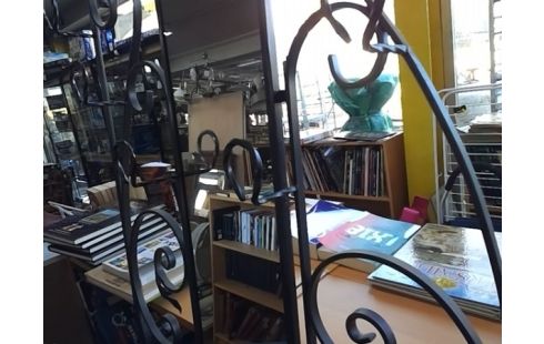 PORTE MANTEAUX METAL GRIS AVEC MIROIR