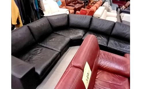 SALON CUIR NOIR CONTEMPORAIN DESIGN / CLE