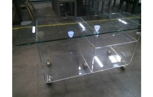 MEUBLE SUR ROULETTES PLEXIGLAS SIGNÉ DAVID LANGE