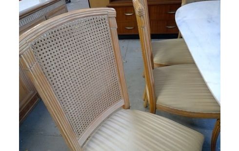 SALLE A MANGER TABLE MARBRE TGM BUFFET MARBRE LOT DE CHAISE CERUSÉ