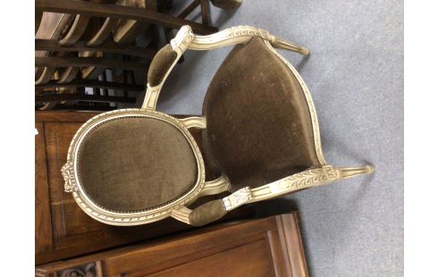 FAUTEUIL MÉDAILLON VELOUR BRUN