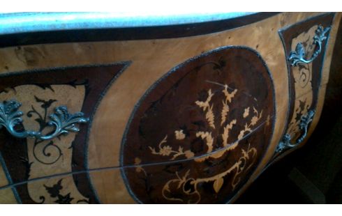 NÄHSCHRÄNKCHEN ITALIENISCH, , KOMMODE 2 SCHUBLADEN TRAVERTIN, , INTARSIE KUPFER