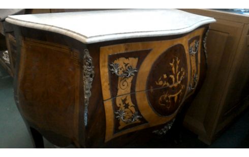 NÄHSCHRÄNKCHEN ITALIENISCH, , KOMMODE 2 SCHUBLADEN TRAVERTIN, , INTARSIE KUPFER