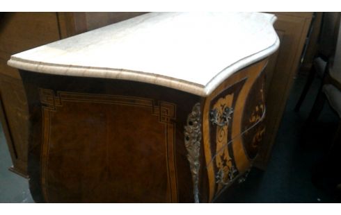 NÄHSCHRÄNKCHEN ITALIENISCH, , KOMMODE 2 SCHUBLADEN TRAVERTIN, , INTARSIE KUPFER